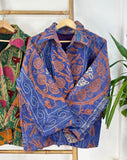 Vintage Suzani Jacket – Artisan Embroidery Meets Timeless Style Violet Blue, Orange, White