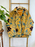 Vintage Suzani Jacket – Artisan Embroidery Meets Timeless Style Mustard Yellow, Teal Grey, Black