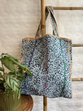 Vintage-Inspired Market Tote Bag – Timeless Style, Everyday Function sky blue with black