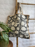 Vintage-Inspired Market Tote Bag – Timeless Style, Everyday Function Black with dull white