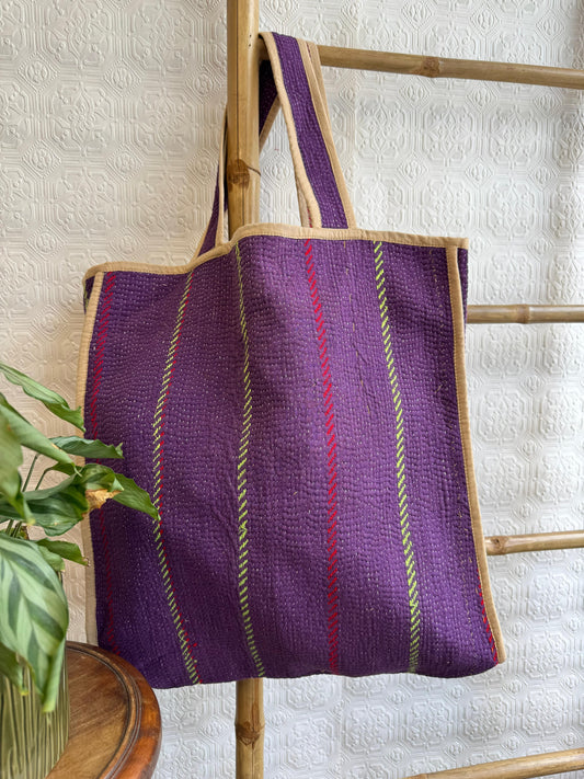 Vintage-Inspired Market Tote Bag – Timeless Style, Everyday Function Purple beige red