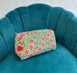 Quilted Cotton Washbag – Soft, Spacious & Everyday Ready Orange flowers