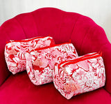 3-Piece Quilted Cotton Washbag Set – Soft, Stylish & Travel-Ready Peach hue