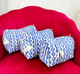 3-Piece Quilted Cotton Washbag Set – Soft, Stylish & Travel-Ready Blue with white