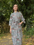 Pure Cotton Block printed White green Persian Garden look