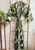 Pure Cotton Block printed Black Green Peacock Jaipur Architecture