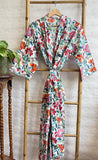 Pure Cotton Block printed White, red graceful floral