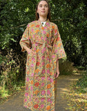 Pure Cotton Block printed Spring Soft Yellow Pink Orange
