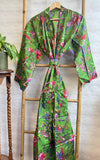 Pure Cotton Block printed Green with bird flower