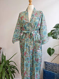 Pure Cotton Block printed Sky Blue Turquoise Waters shade butterfly