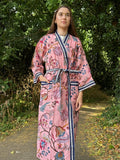 Pure Cotton Block printed Pink Paradise Spring Exotic Lovers Stripe
