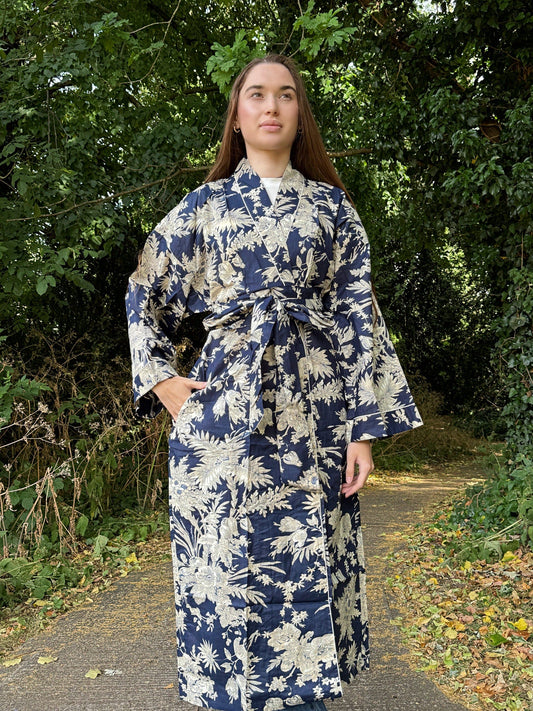 Pure Cotton Block printed Comfy Maternity Mom Aquamarine Deep Blue Oriental