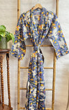 Pure Cotton Block printed Blue pigeon Exotic Love Bird Fruit