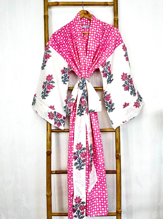 Pure Cotton Block printed Babydoll Pink Polka
