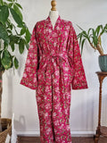 Pure Cotton Block printed Hot Pink Love Green Gardenia Bloom | UK 18 – 24