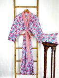 Pure Cotton Block printed Pastel White Peach Pink Blue Dream Gardenia
