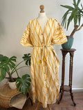 Pure Cotton Long Kaftan Dress Indian Block Print Boho Colourful Summer Earthy Elegant Comfy Daywear Mom Outfit Deep Musted White Floral
