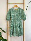 Pure Cotton Dress Indian Block Print Colourful Summer Earthy Elegant Comfy Daywear Beach Outfit Green White Spring Dream Love