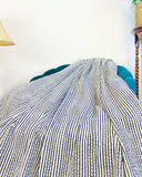 High Quality Hand dyed Shibori Kantha Throws in 100% Cotton-Blue stripe