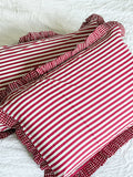 Cotton Pillow Cover red and white stripe