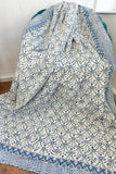 High Quality Hand dyed Shibori Kantha Throws in 100% Cotton-Bluey hue