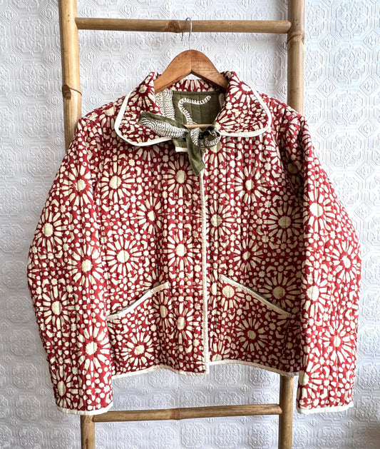 Cotton quilted open jacket