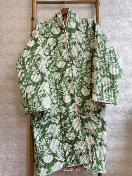 Quilted Unisex Cotton Reversible Long Winter Dressing Kimono