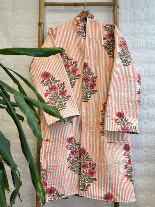 Quilted Unisex Cotton Reversible Long Winter Dressing Kimono