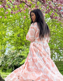 Pure Cotton Maxi Dress Indian Block Print Summer Earthy Nature Beach Goddess Comfy Daywear Boho Beach Outfit | White Peach Seashell Mermaid