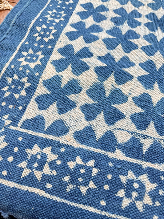 Modern 6x4 ft. Area Rug – Soft, Durable & Stylish Floor Accent | Indigo Blue White Block Print