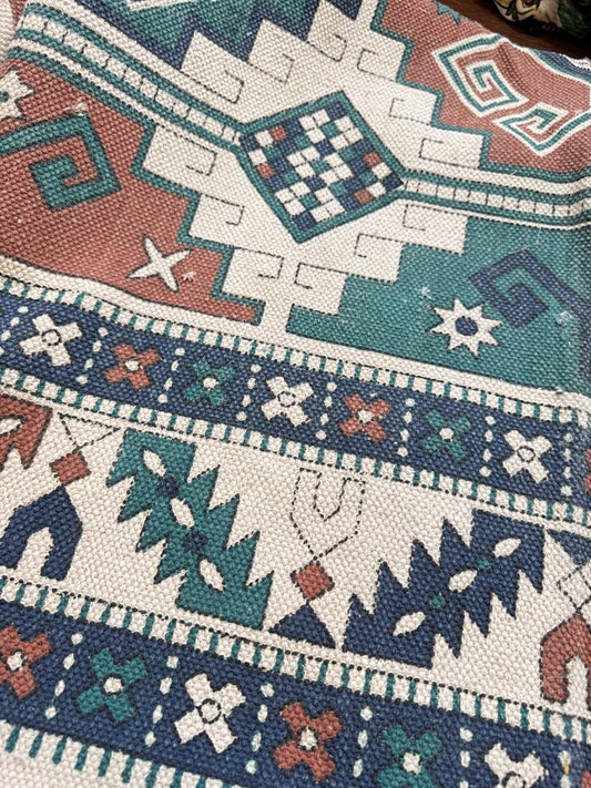 Modern 6x4 ft. Area Rug – Soft, Durable & Stylish Floor Accent | Turquoise Blue Rust Orange Brown Creamy White