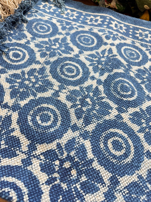 Modern 6x4 ft. Area Rug – Soft, Durable & Stylish Floor Accent | Blue Cream White Block Repeat