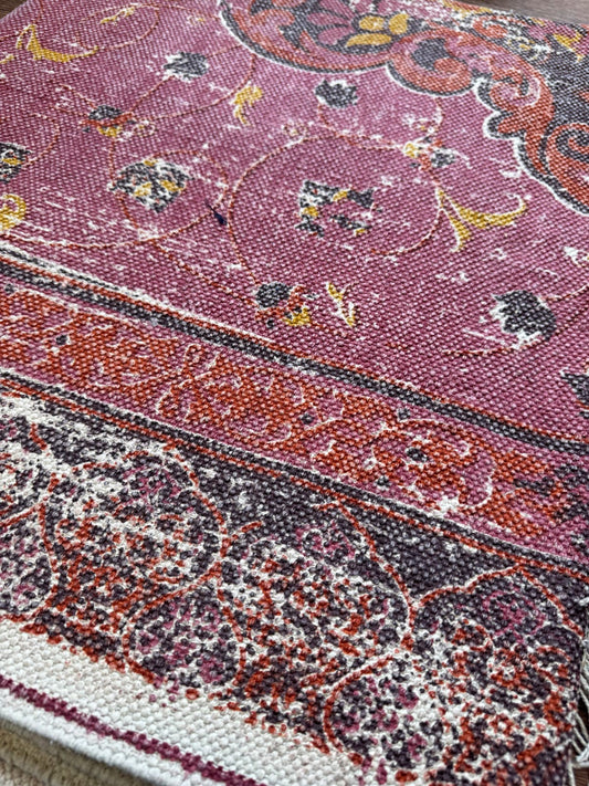 Modern 6x4 ft. Area Rug – Soft, Durable & Stylish Floor Accent | Magenta Purple Red Mustard Black