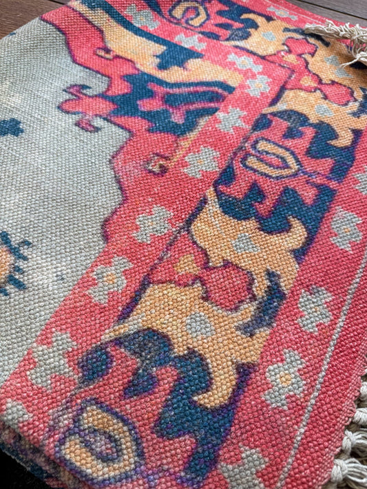 Modern 6x4 ft. Area Rug – Soft, Durable & Stylish Floor Accent | Salmon  Pink Blue Cream Glacier Gray