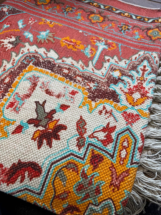 Modern 6x4 ft. Area Rug – Soft, Durable & Stylish Floor Accent | Red/Orange White Sky Blue Rust