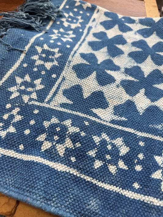 Modern 6x4 ft. Area Rug – Soft, Durable & Stylish Floor Accent | Indigo Blue White Block Print