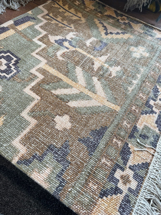 Modern 6x4 ft. Area Rug – Soft, Durable & Stylish Floor Accent | Muted Green Beige Brown And Blue