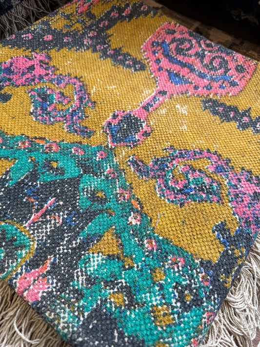 Modern 6x4 ft. Area Rug – Soft, Durable & Stylish Floor Accent | Mustard Yellow Bright Pink Teal Blue-Green Dark Blue/Black
