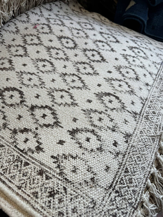 Modern 6x4 ft. Area Rug – Soft, Durable & Stylish Floor Accent | Off White/ Gray Black Ikat