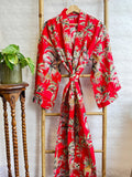 Pure Cotton Block printed Royal Red Leopard Jungle Giraffe Animal Party