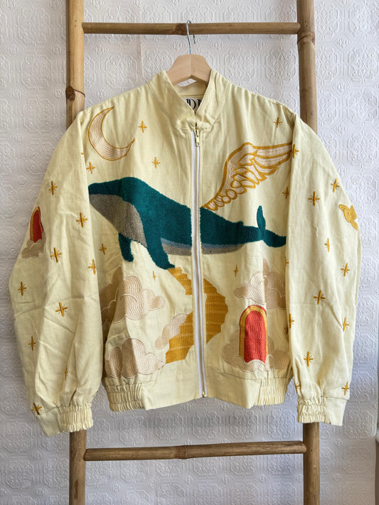 Luxury Velvet  Towel Whale Embroidery  Boho Bomber Jacket Quirky   Layer Dinner Chic Bolero Winter Christmas Gift | Elegant Royal Beigel Blue