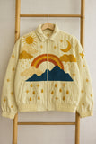 Luxury Velvet  Towel Whale Embroidery  Boho Bomber Jacket Quirky   Layer Dinner Chic Bolero Winter Christmas Gift | Elegant Royal Beige Rainbow