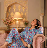 Luxury Indian Jaipur Blockprint High Quality Soft Cotton Floral Summer Pyjama Sleep Set | Tropical Dream Turquoise Blue Purple Red White