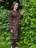 Luxury Hand Printed Indian Blockprint Pure High Quality Cotton | Black Beige Gold Mughal style