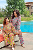 Luxury Hand Printed Indian Blockprint Pure High Quality Cotton | Aqua Sunshine Pink
