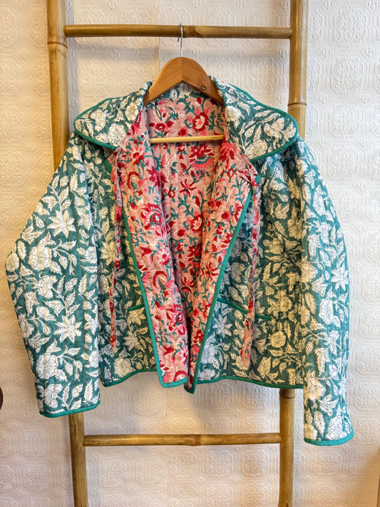 Cotton quilted open jacket
