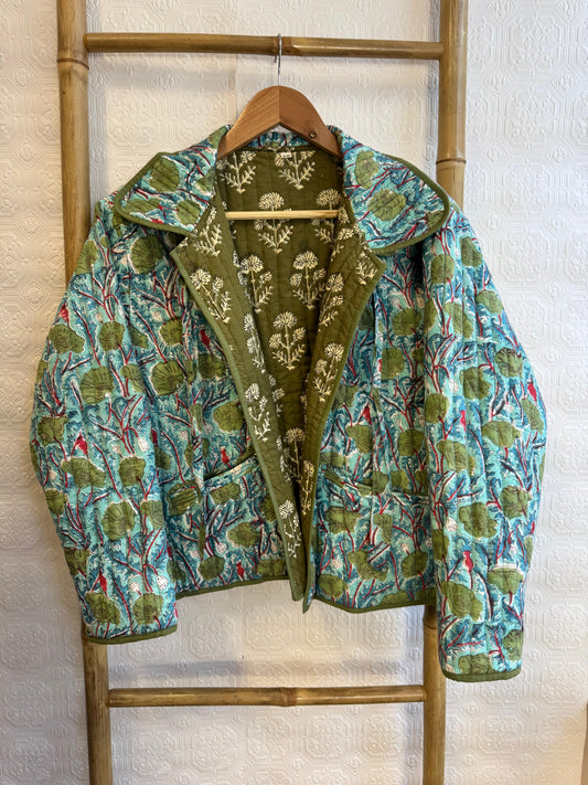 Cotton quilted open jacket