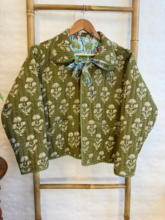 Cotton quilted open jacket