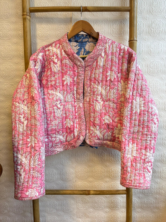 Cotton quilted open jacket