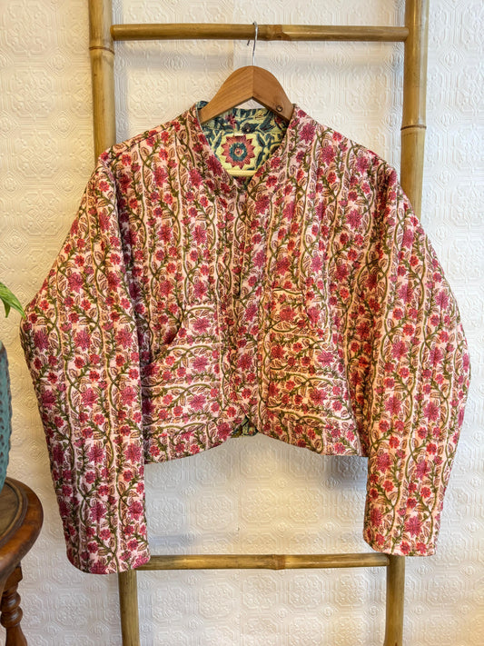 Cotton quilted open jacket